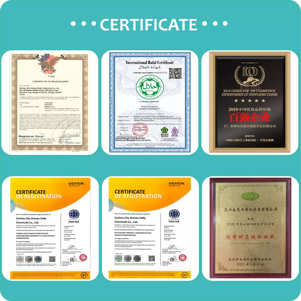 Jinmao toothpaste quality certificate